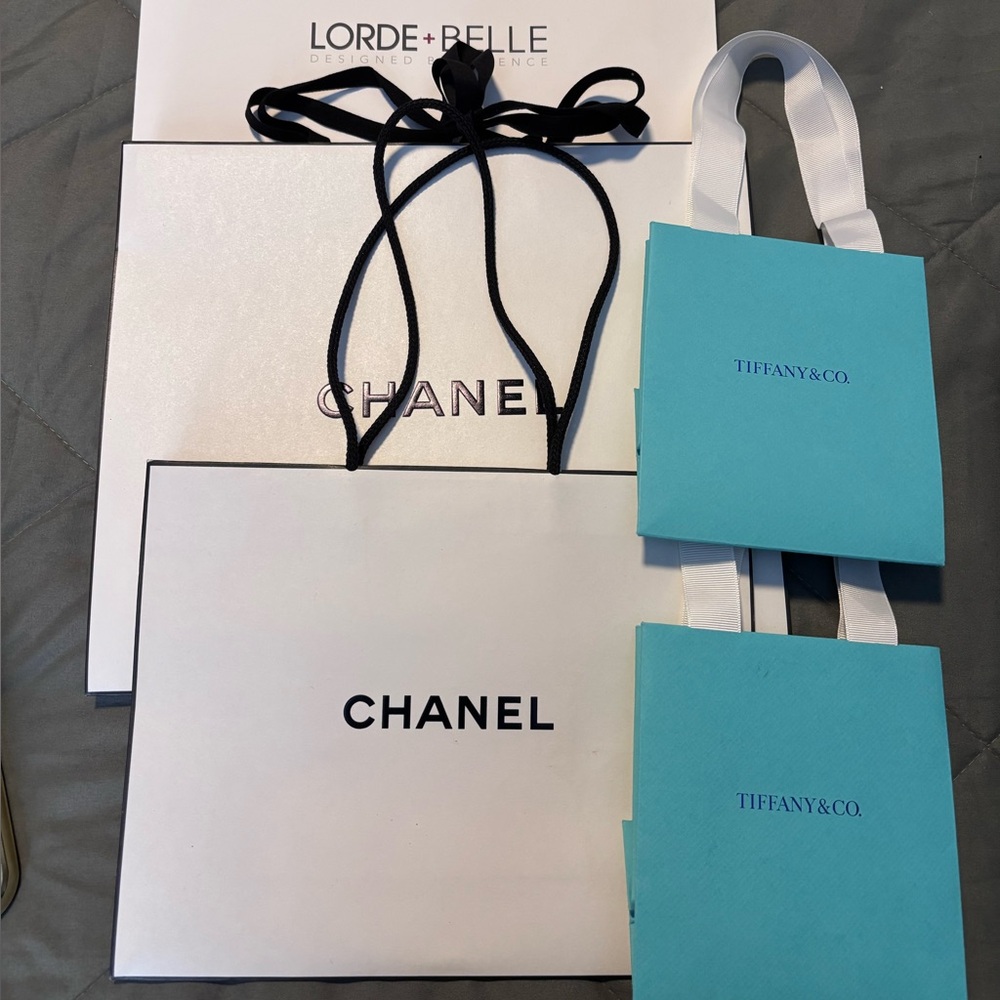 Chanel White and Black shopping bags